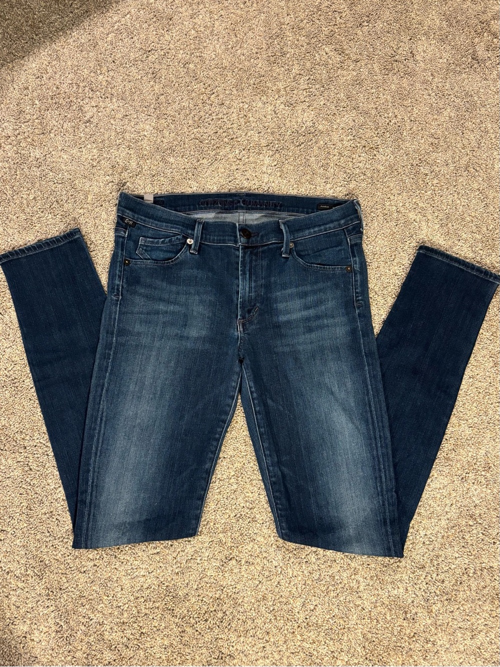 Citizens of Humanity Womens Blue Skinny Jeans Avedon Low Rise Dark Wash 30